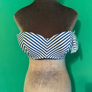 Blue and White Striped bikini top